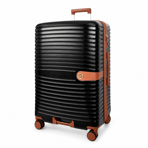 4-Wheel Hard Shell Travel Suitcase, ABS Lightweight Cabin & Check-in Luggage, Silverhand Black Full Set of Three