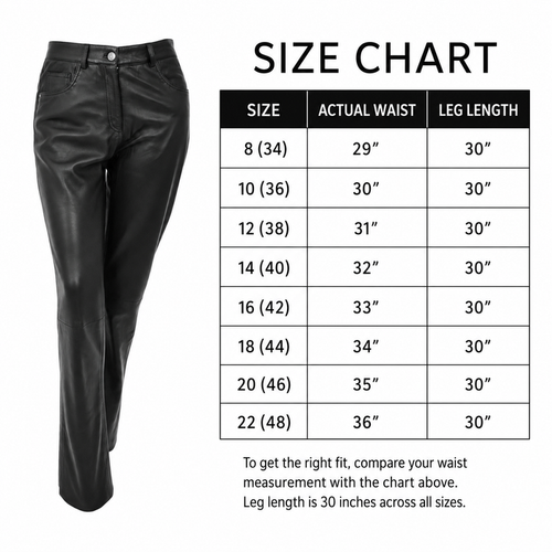 Arabella Women's Leather Trousers Jeans Style Tapered Fit Black