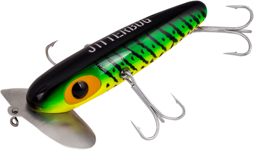 Arbogast Jitterbug XL 4 1/2 inch Wakebait Firetiger