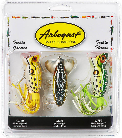 Arbogast Triple Threat Classic Topwaters Variety Pack Arbogast Classic Hard Baits Freshwater Plugs - 3 Pack Variety Pack