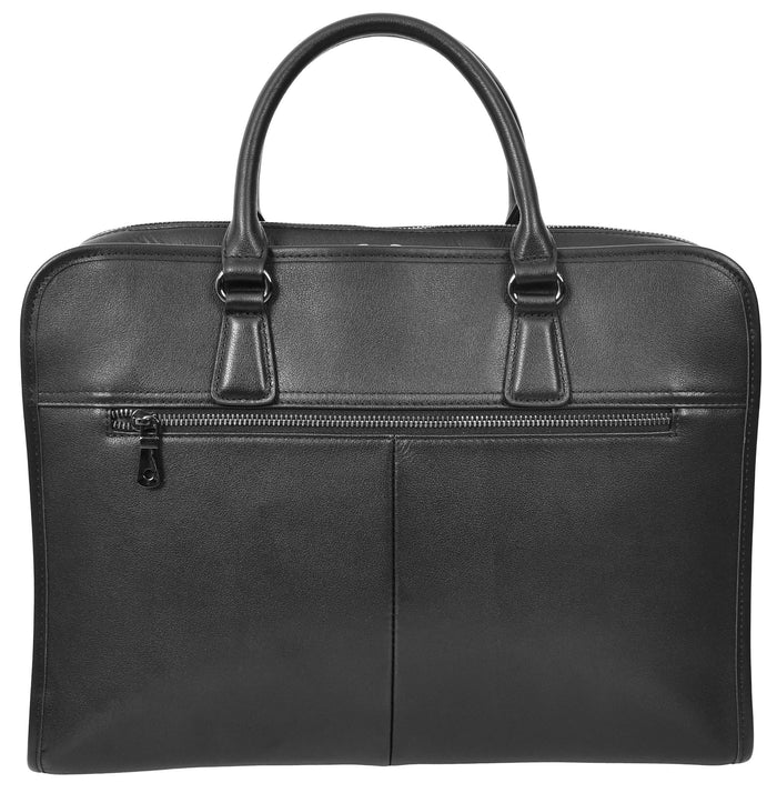 Bagmaster Genuine Leather Organiser Cross-Body Briefcase Black-2