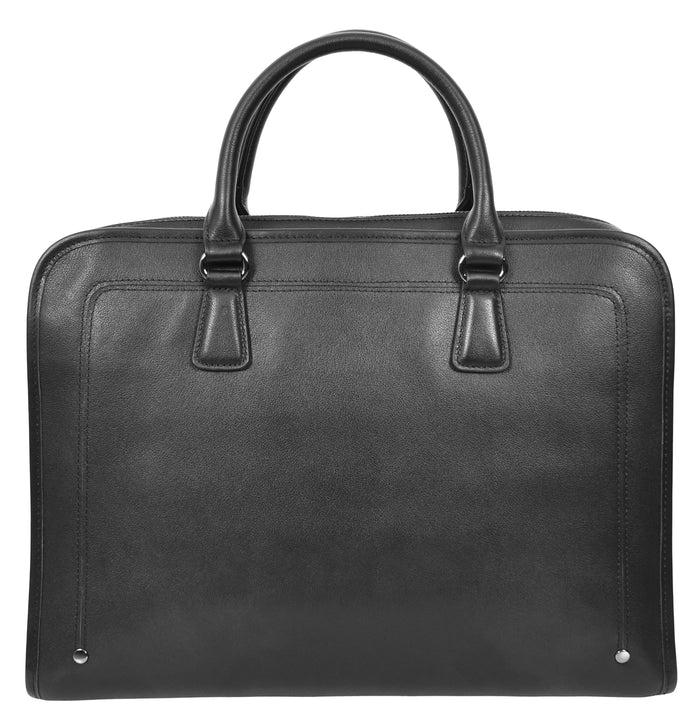 Bagmaster Genuine Leather Organiser Cross-Body Briefcase Black-4