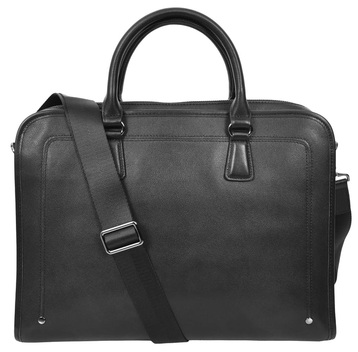 Bagmaster Genuine Leather Organiser Cross-Body Briefcase Black-8
