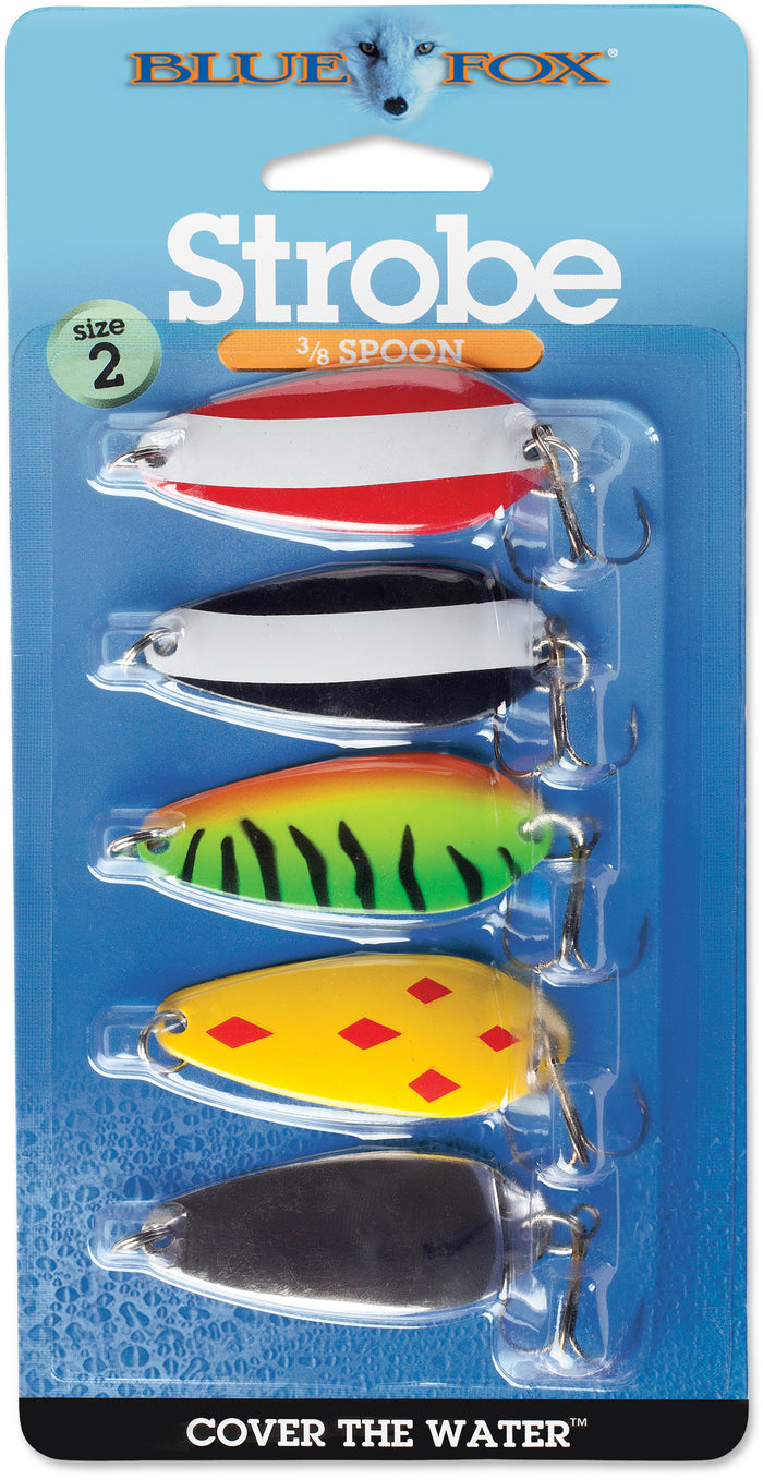 Blue Fox Classic Strobe Tear Drop Spoon Kit 3/8 oz - 5 pack