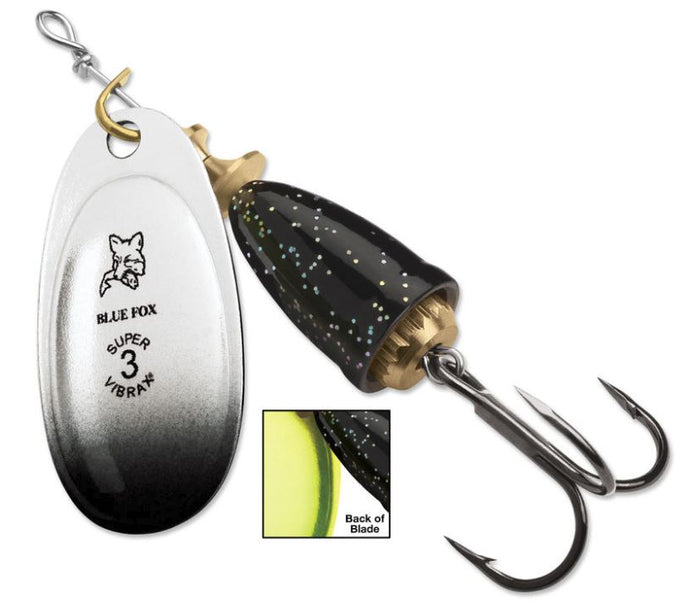 Blue Fox Classic Vibrax Candyback Series Inline Spinner Black Chartreuse Candyback