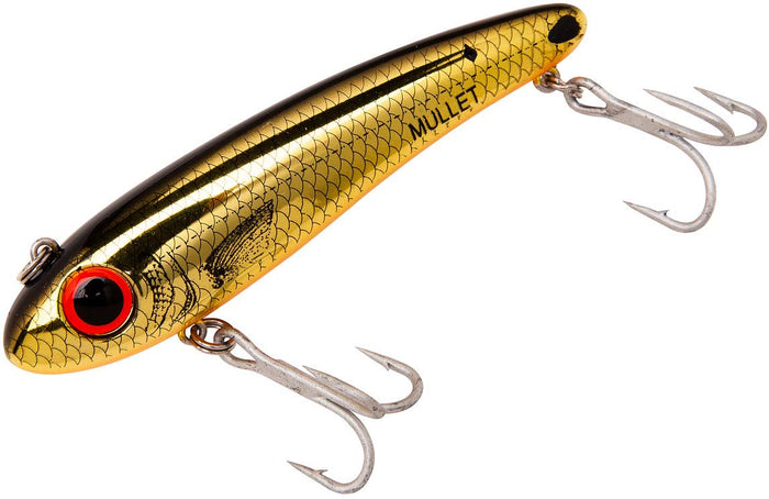 Bomber Saltwater Grade Mullet 3 1/2 inch Twitchbait Gold/Black/Orange