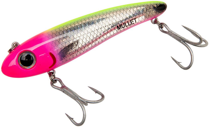 Bomber Saltwater Grade Mullet 3 1/2 inch Twitchbait - Silver Flash/Pink/Chartreuse