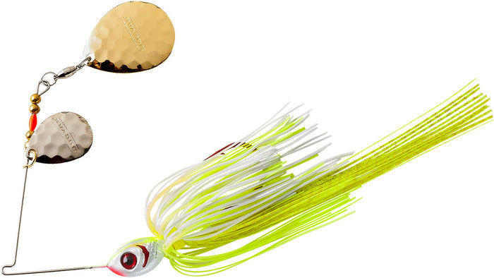 Booyah Tux & Tails Double Colorado Leaf Spinnerbait - Chartreuse White Gold