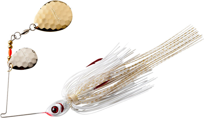 Booyah Tux & Tails Double Colorado Leaf Spinnerbait - White Gold