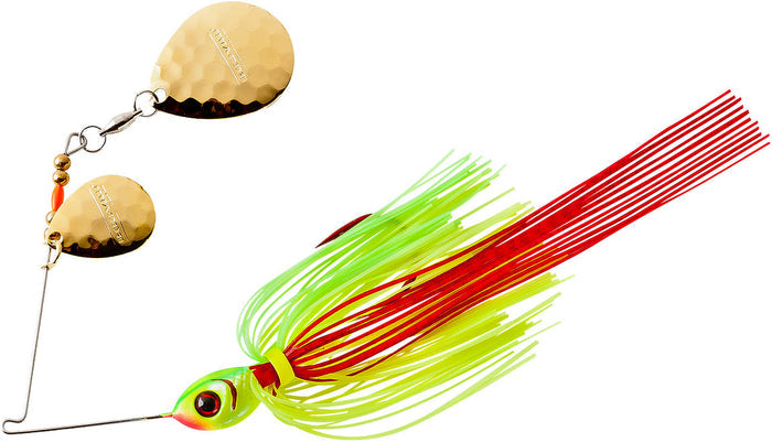 Booyah Tux & Tails Double Colorado Leaf Spinnerbait - Wounded Limetreuse