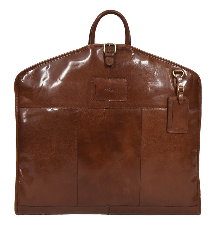DR281 Buffalo Leather Suit Carrier Garment Bag Chestnut 4