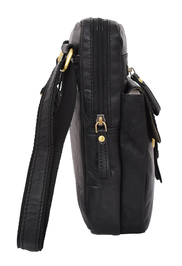 DR287 Real Leather Retro Cross Body Bag Classic Black 5