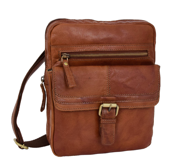 DR287 Real Leather Retro Cross Body Bag Classic Tan 3
