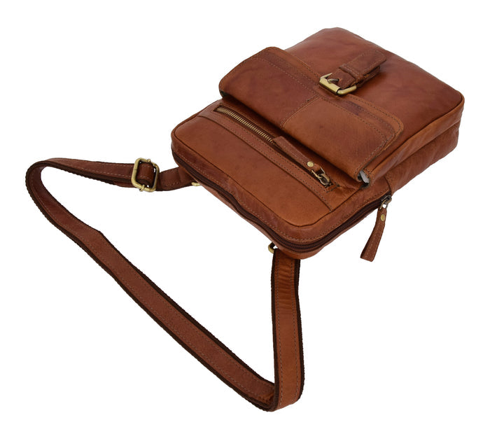 DR287 Real Leather Retro Cross Body Bag Classic Tan 7