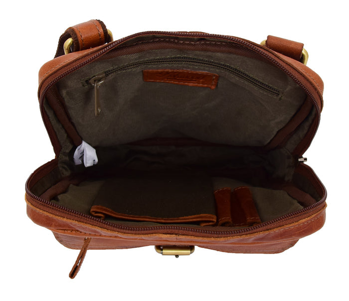 DR287 Real Leather Retro Cross Body Bag Classic Tan 8
