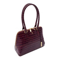 DR298 Women's Leather Handbag Doctor Shape Croc Print Hobo Bag Bordo 1