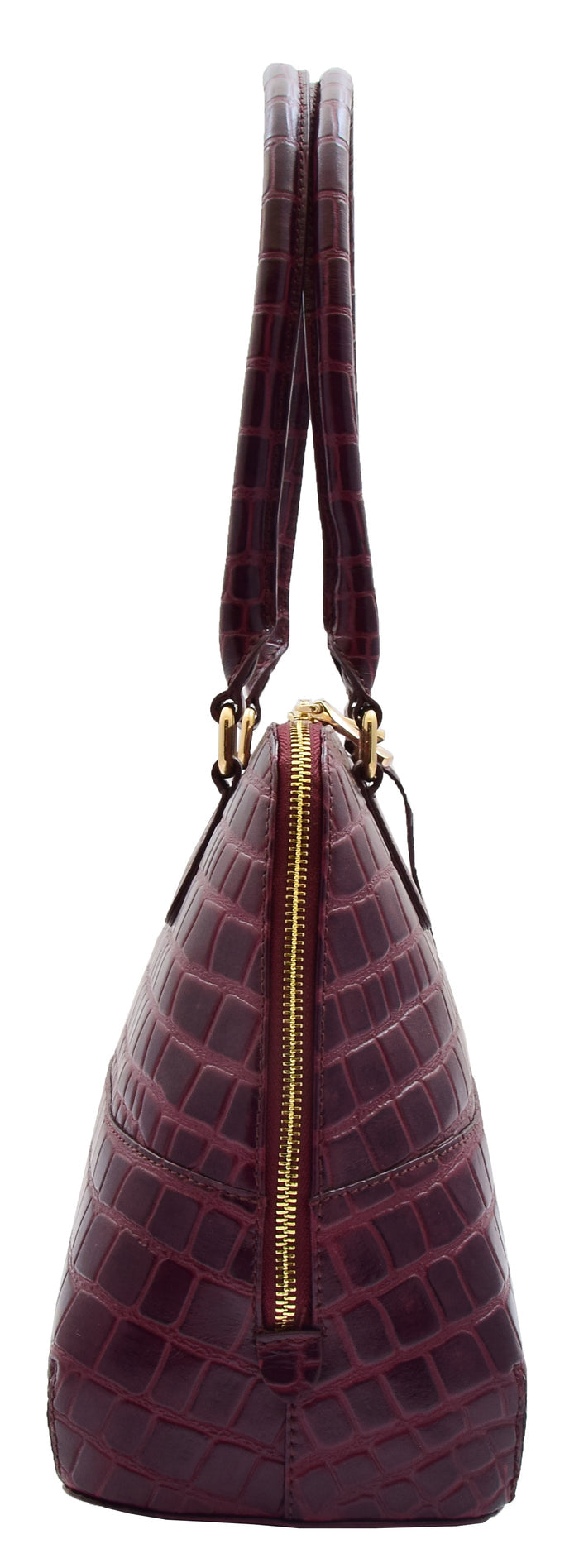 DR298 Women's Leather Handbag Doctor Shape Croc Print Hobo Bag Bordo 3