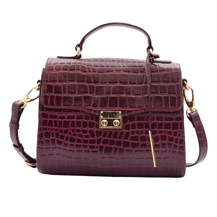 DR300 Women's Smart Work Leather Organiser Shoulder Bag Bordo 1