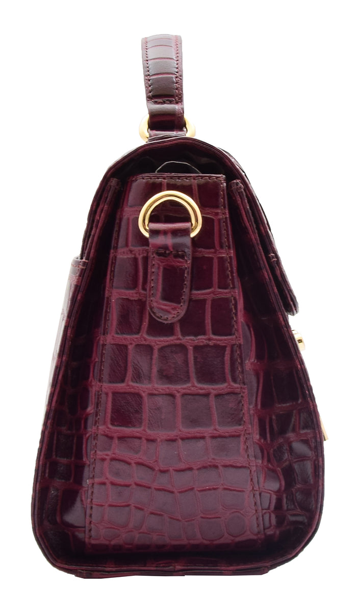DR300 Women's Smart Work Leather Organiser Shoulder Bag Bordo 3