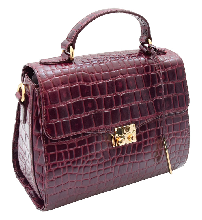 DR300 Women's Smart Work Leather Organiser Shoulder Bag Bordo 4