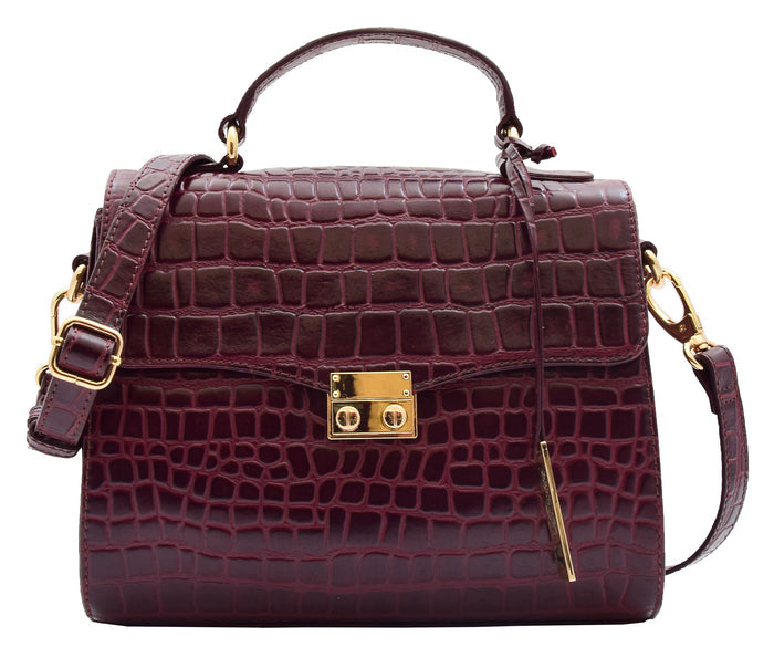DR300 Women's Smart Work Leather Organiser Shoulder Bag Bordo 5