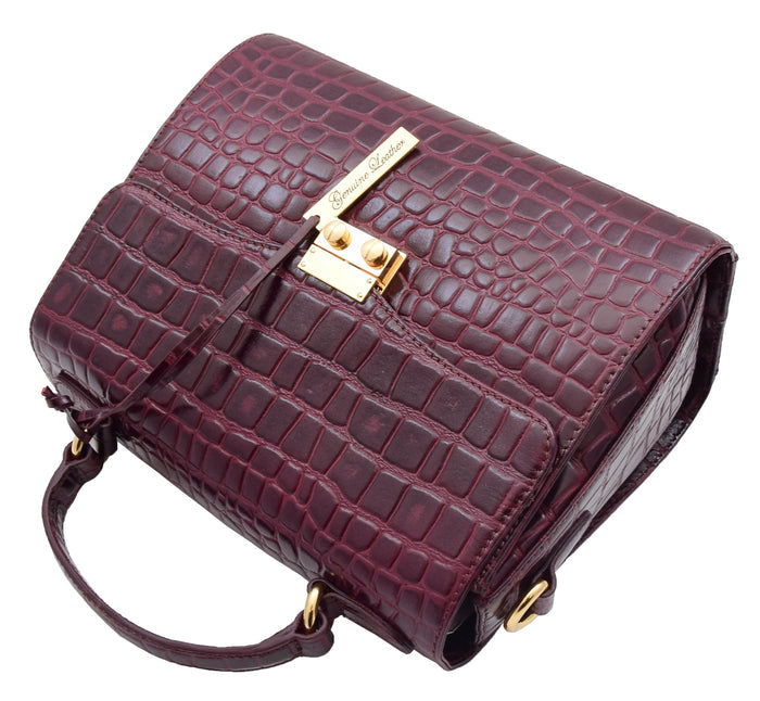 DR300 Women's Smart Work Leather Organiser Shoulder Bag Bordo 6