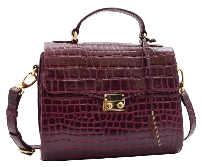 DR300 Women's Smart Work Leather Organiser Shoulder Bag Bordo 7