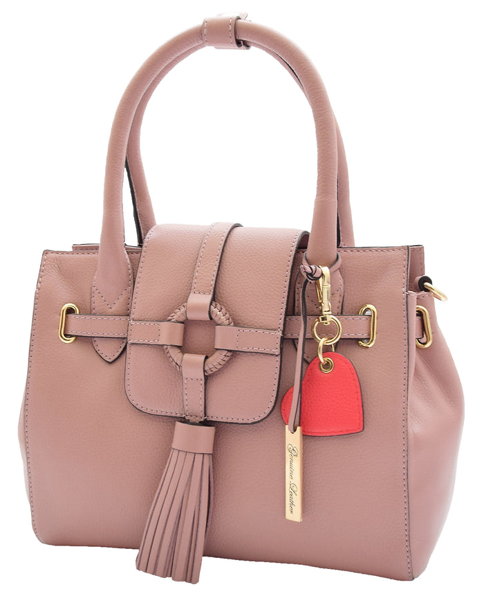 DR305 Women's Genuine Leather Shoulder Hobo Handbag Dress Bag Rose 4