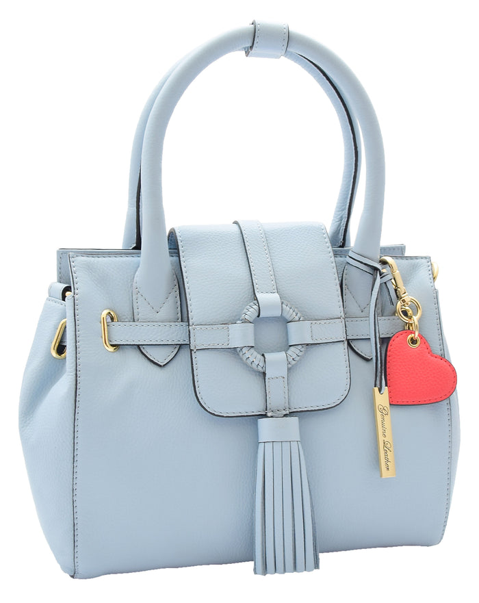 DR305 Women's Genuine Leather Shoulder Hobo Handbag Dress Bag Sky Blue 2