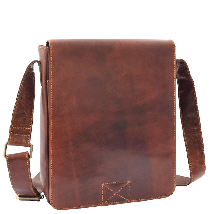DR320 Men's Leather Cross Body Flight Messenger Bag Brown 3