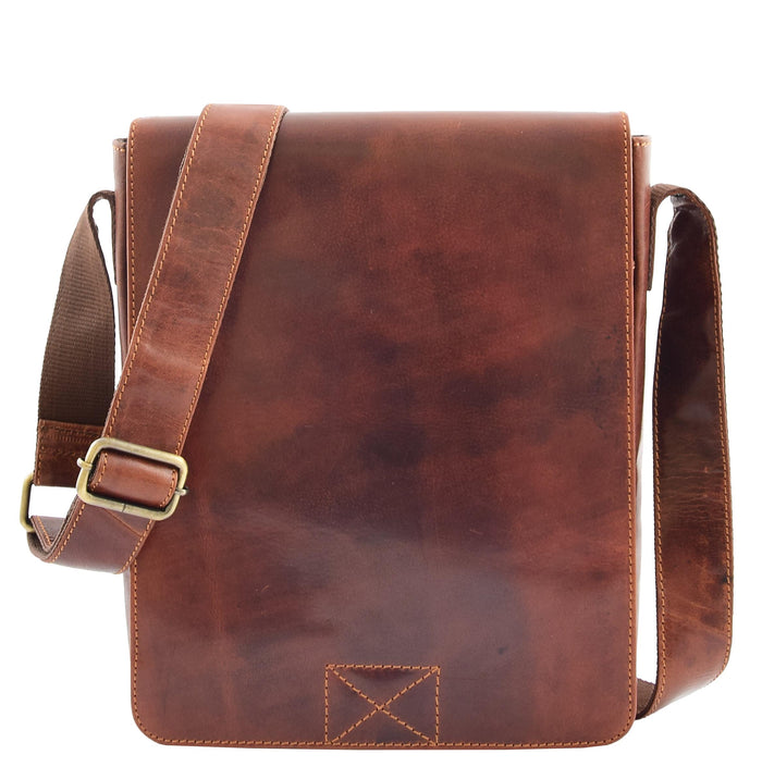DR320 Men's Leather Cross Body Flight Messenger Bag Brown 4
