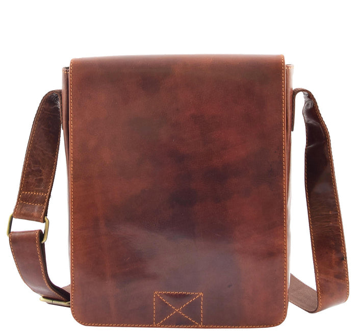 DR320 Men's Leather Cross Body Flight Messenger Bag Brown 6