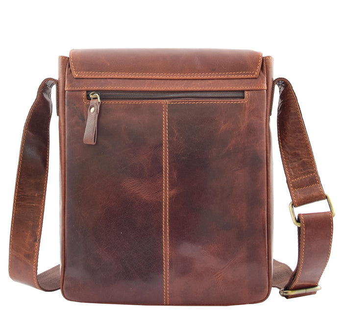 DR320 Men's Leather Cross Body Flight Messenger Bag Brown 7