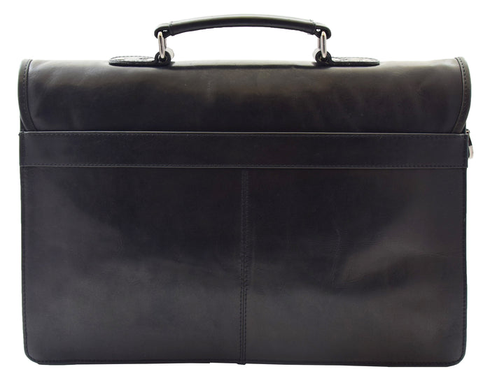 DR331 Men's Leather Slimline Briefcase Business Bag Black 4