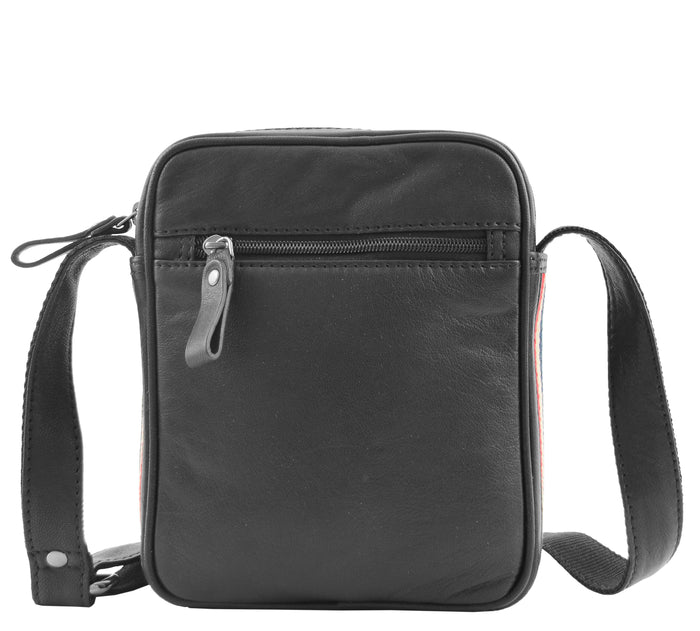 DR338 Men's Leather Cross Body Small Flight Bag Black 2