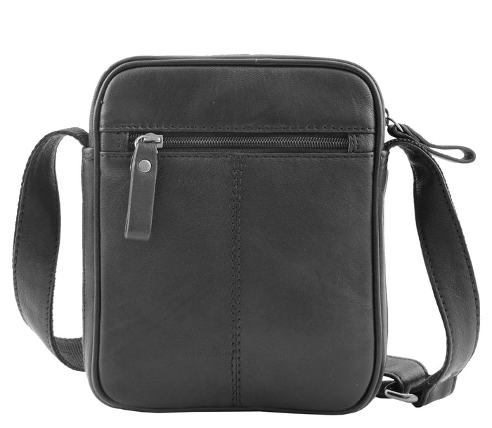DR338 Men's Leather Cross Body Small Flight Bag Black 4