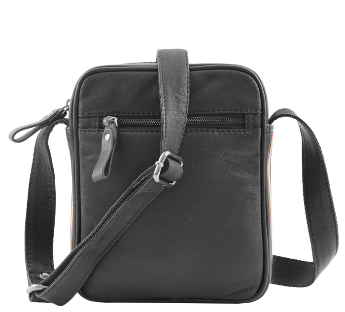 DR338 Men's Leather Cross Body Small Flight Bag Black 7