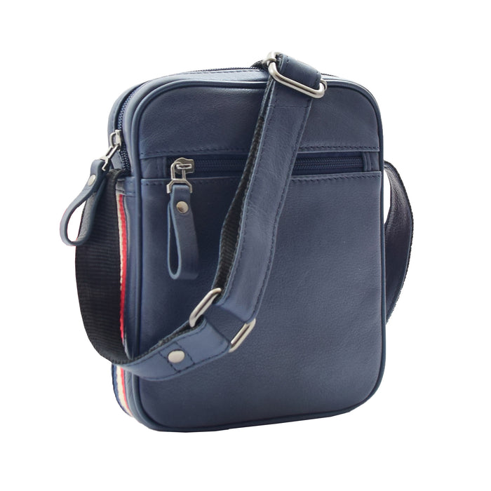 DR338 Men's Leather Cross Body Small Flight Bag Navy 1