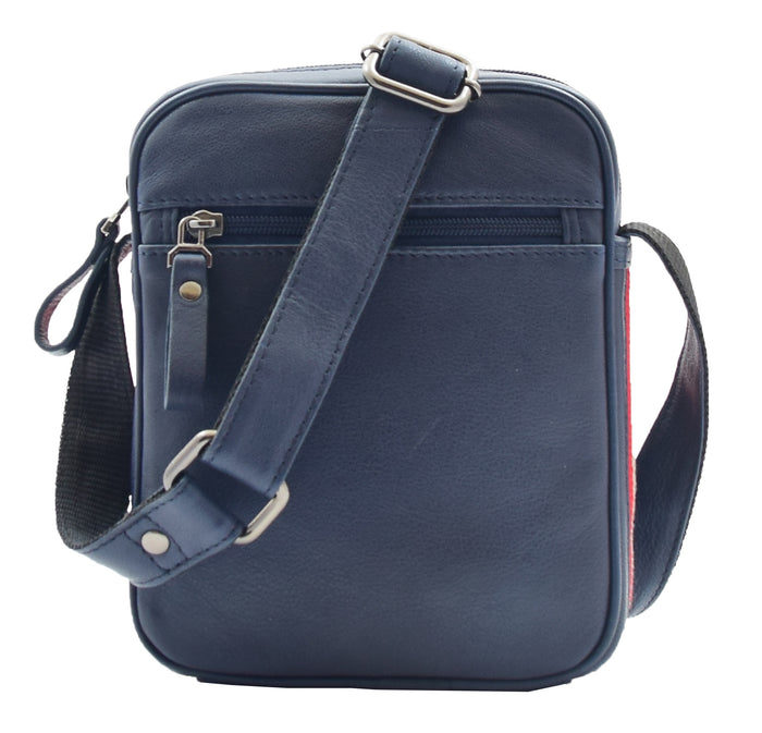 DR338 Men's Leather Cross Body Small Flight Bag Navy 2