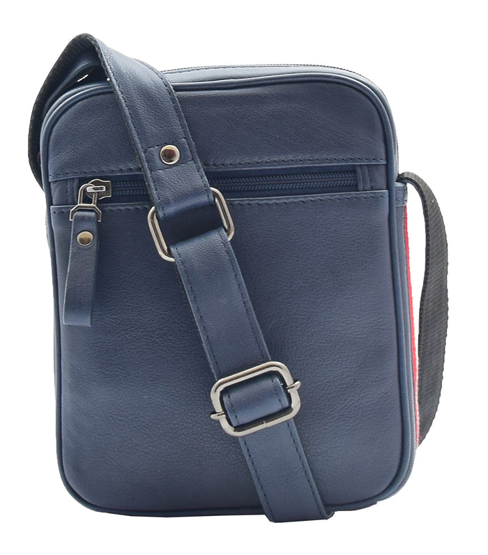 DR338 Men's Leather Cross Body Small Flight Bag Navy 3