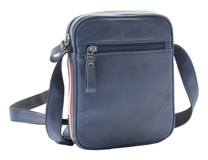DR338 Men's Leather Cross Body Small Flight Bag Navy 6