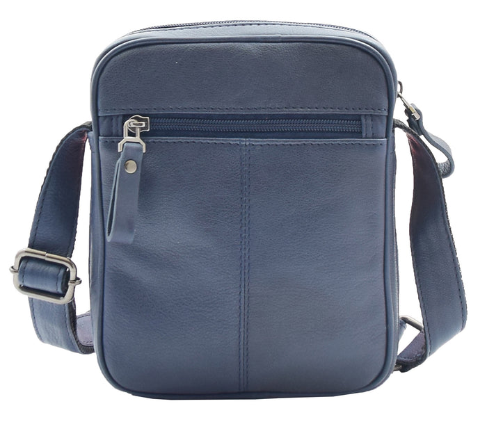 DR338 Men's Leather Cross Body Small Flight Bag Navy 8