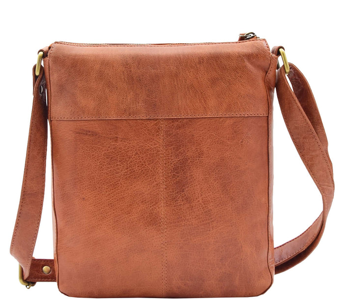 DR344 Women's Leather Cross Body Messenger Bag Cognac 8
