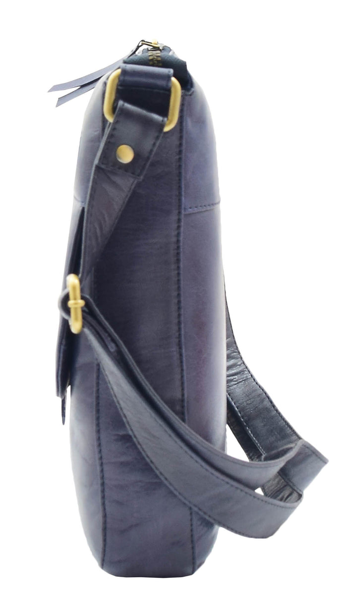 DR344 Women's Leather Cross Body Messenger Bag Navy 7