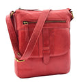 DR344 Women's Leather Cross Body Messenger Bag Red 1