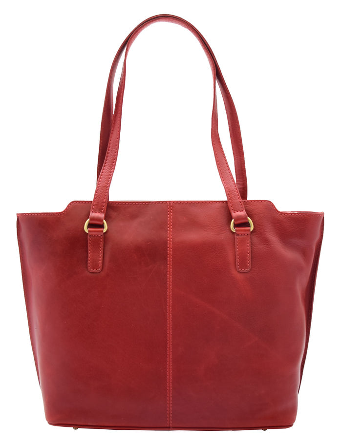 DR357 Women's Large Casual Real Leather Shoulder Handbag Bordo 3