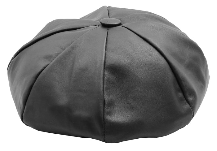 DR399 Women's Real Leather Peaked Cap Ballon Black 3