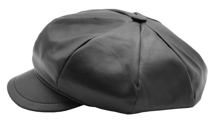 DR399 Women's Real Leather Peaked Cap Ballon Black 4