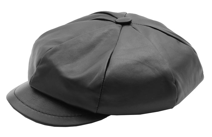 DR399 Women's Real Leather Peaked Cap Ballon Black 5