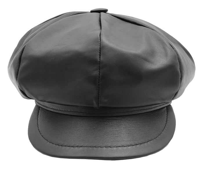 DR399 Women's Real Leather Peaked Cap Ballon Black 6